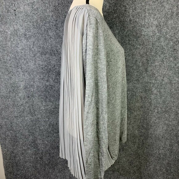 Chelsea & Theodore Knit Sweater Women XL Pleated Sheer Back Long Sleeve Gray - Picture 10 of 10